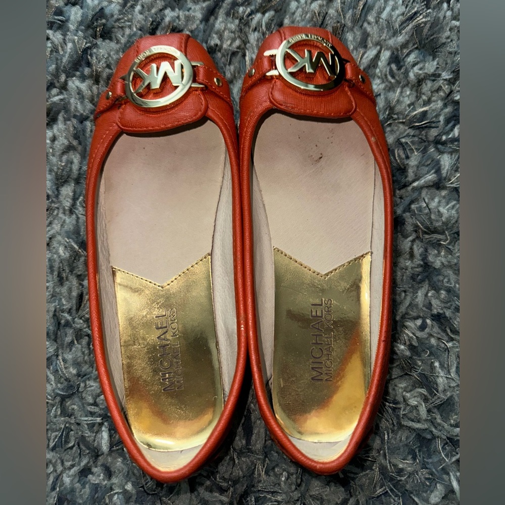 USED Michael Kors Fulton Moc Orange Flat -